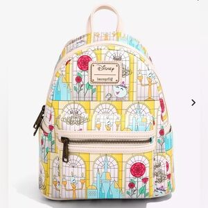 NWT Loungefly Disney BATB Stained Glass Windows Mini Backpack-BoxLunch Exclusive